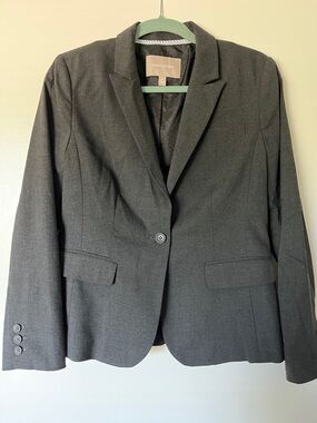 Banana Republic Charcoal Single-Button Tailored Blazer